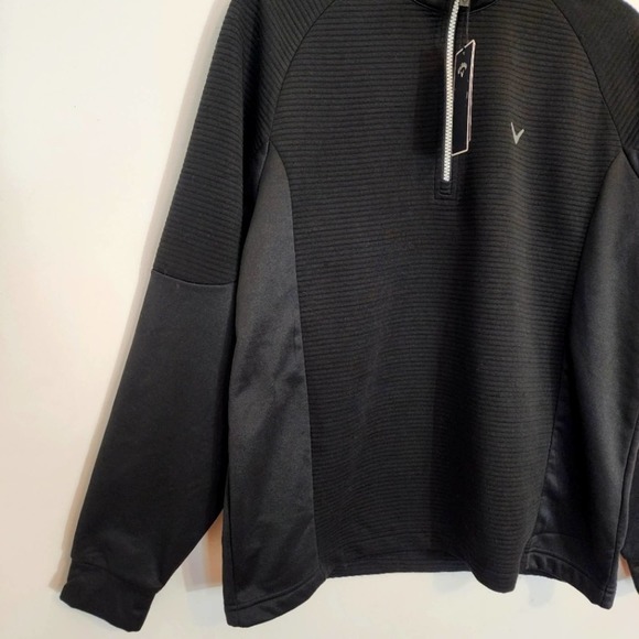 NWT Callaway Rib Tech Opti Dry Quarter Zip Up Pullover Black Size Small - Picture 3 of 11